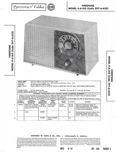 Firestone 4-A-163 - Photofact - Schematic Set 370/Folder 5