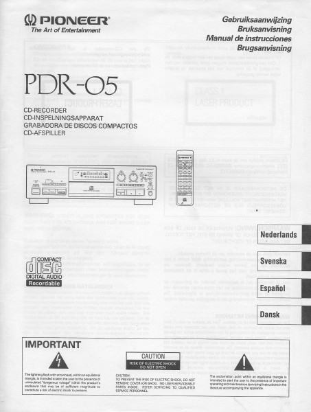 Pioneer PDR-05 Bedienungsanleitung