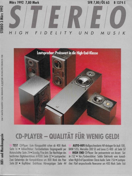 Stereo 3/1992 Zeitschrift