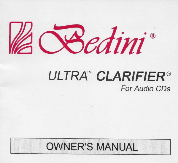 Bedini Ultra Clarifier Bedienungsanleitung