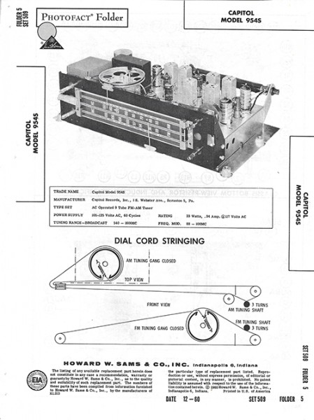Capitol 954S - Photofact - Schematic Set 509/Folder 5