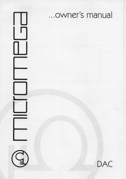 Micromega DAC Bedienungsanleitung