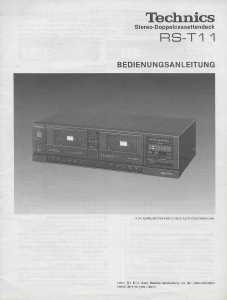 Technics RS-T11 Bedienungsanleitung