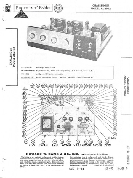 Challenger AC210A - Photofact - Schematic Set 467/Folder 5