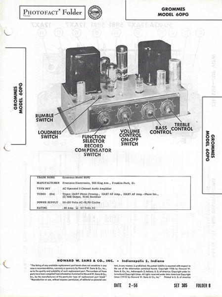 Grommes 60PG - Photofact - Schematic Set 305/Folder 8