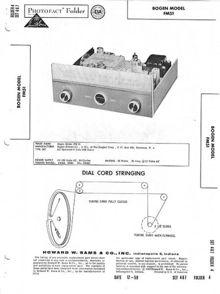 Bogen FM51 - Photofact - Schematic Set 467/Folder 4