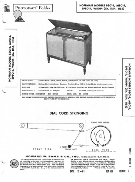 Hoffman B8014, M8014, SP8014, W8014 - Photofact - Schematic Set 557/Folder 7