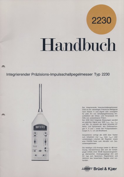 Brüel &amp; Kjaer Typ 2230 Bedienungsanleitung