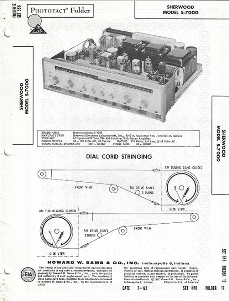 Sherwood S-7000 - Photofact - Schematic Set 586/Folder 12