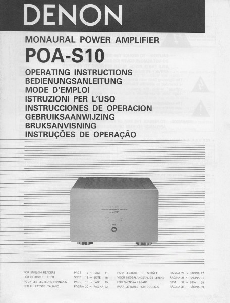 Denon POA-S10 Bedienungsanleitung