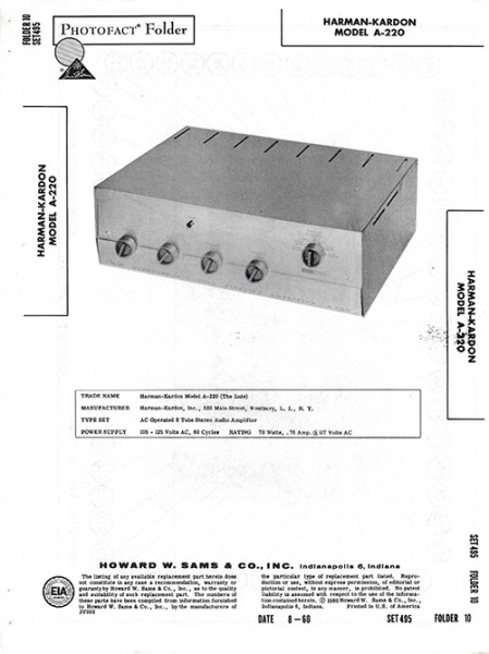 Harman-Kardon A-220 - Photofact - Schematic Set 495/Folder 10