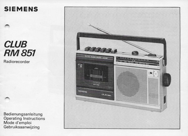 Siemens CLUB RM 851 Bedienungsanleitung