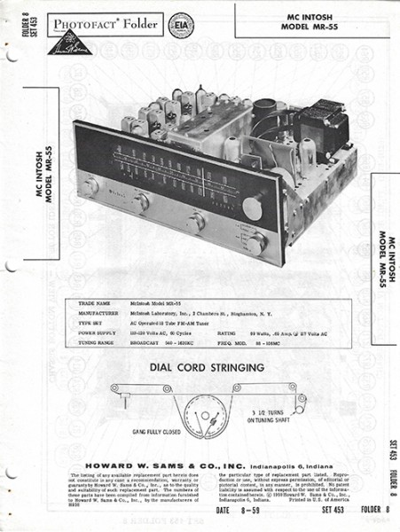 McIntosh MR-55 - Photofact - Schematic Set 453/Folder 8