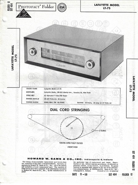 Lafayette LT-75 - Photofact - Schematic Set 464/Folder 12