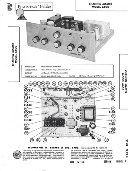 Channel Master 6600 - Photofact - Schematic Set 509/Folder 6