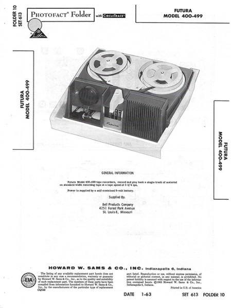 Futura 400-499 - Photofact - Schematic Set 613/Folder 10