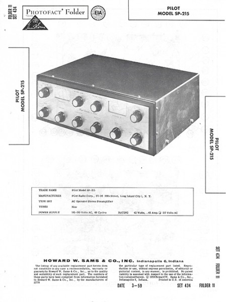 Pilot SP-215 - Photofact - Schematic Set 434/Folder 11