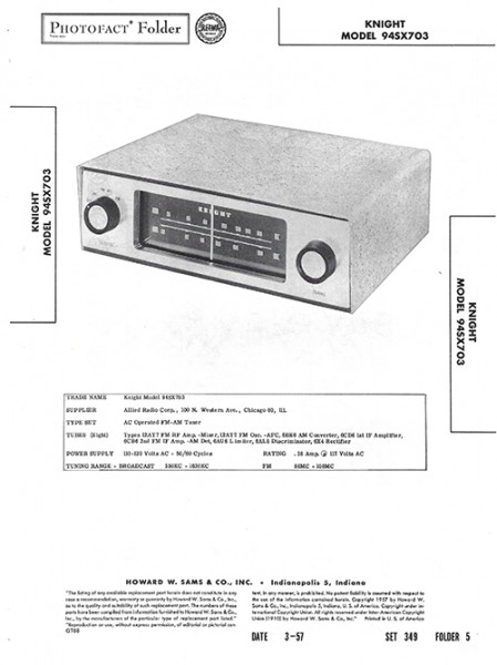 Knight 94SX703 - Photofact - Schematic Set 349/Folder 5