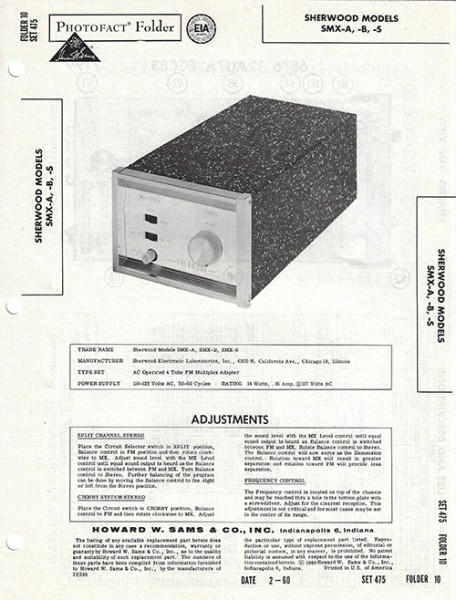 Sherwood SMX-A,-B,-S - Photofact - Schematic Set 475/Folder 10