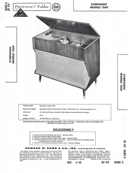 Symphonic 1260 - Photofact - Schematic Set 434/Folder 15