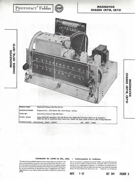 Magnavox Chassis CR718, CR721 - Photofact - Schematic Set 344/Folder 9