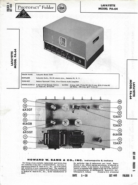 Lafayette PA-64 - Photofact - Schematic Set 440/Folder 5