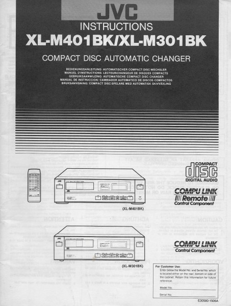 JVC XL-M401BK/XL-M301BK Bedienungsanleitung