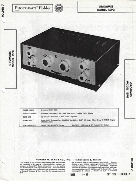 Grommes 15PG - Photofact - Schematic Set 379/Folder 7