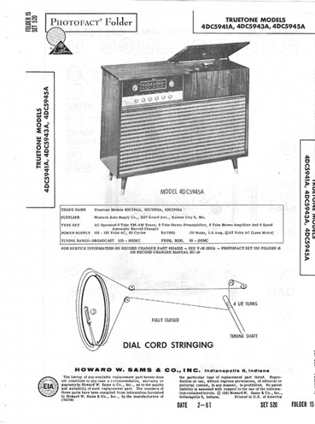 Truetone 4DC5941A, 4DC5943A, 4DC5945A - Photofact - Schematic Set 520/Folder 15
