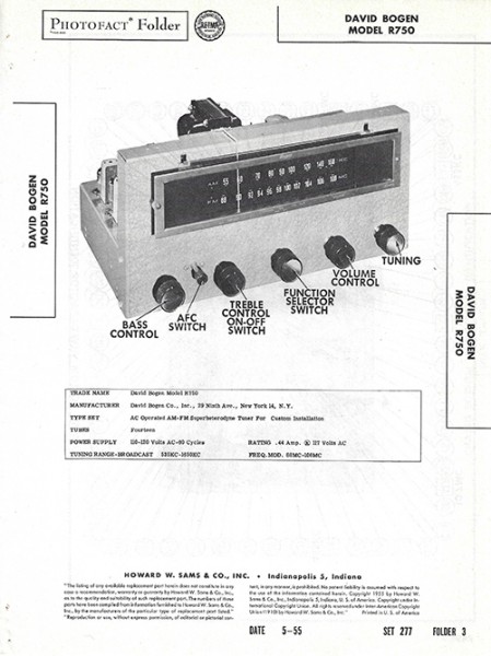 Bogen R750 - Photofact - Schematic Set 277/Folder 3