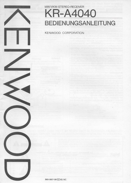 Kenwood KR-A4040 Bedienungsanleitung