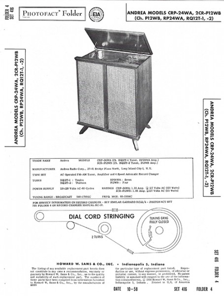 Andrea CRP-24WA, 2CR-P12WB - Photofact - Schematic Set 416/Folder 4