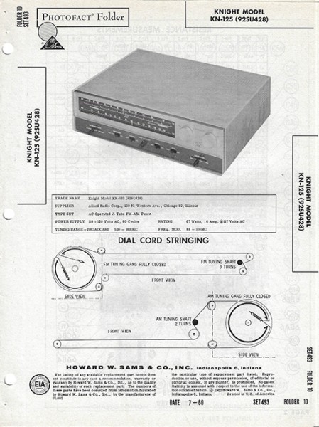 Knight KN-125 (92SU428) - Photofact - Schematic Set 493/Folder 10