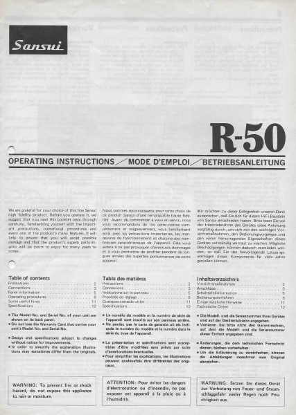 Sansui R-50 Bedienungsanleitung