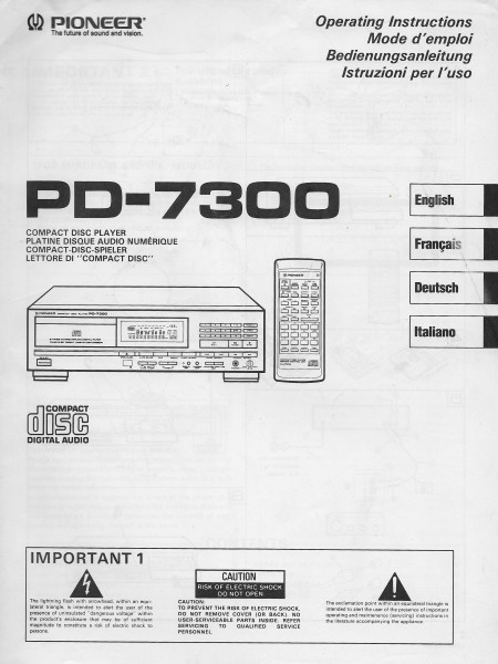 Pioneer PD-7300 Bedienungsanleitung