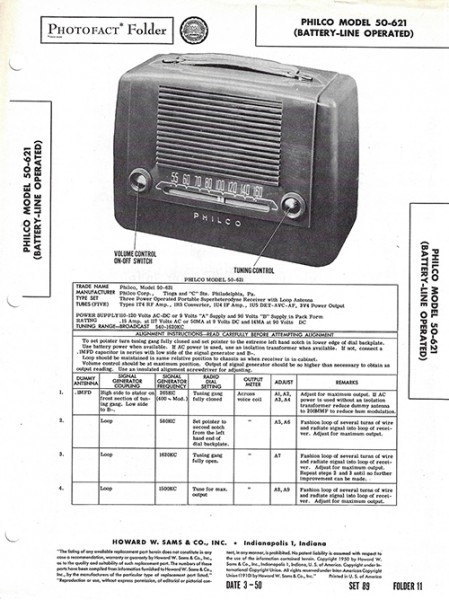 Philco 50-621 - Photofact - Schematic Set 89/Folder 11