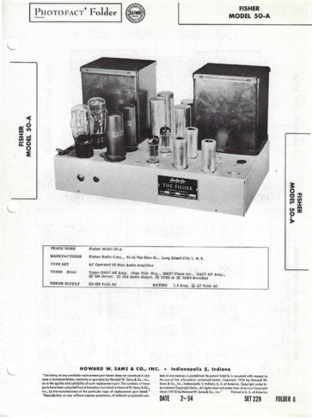 Fisher 50-A - Photofact - Schematic Set 229/Folder 6