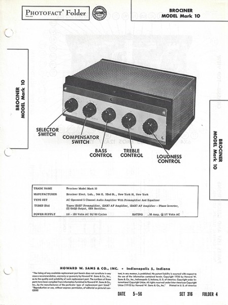 Brociner Mark 10 - Photofact - Schematic Set 316/Folder 4
