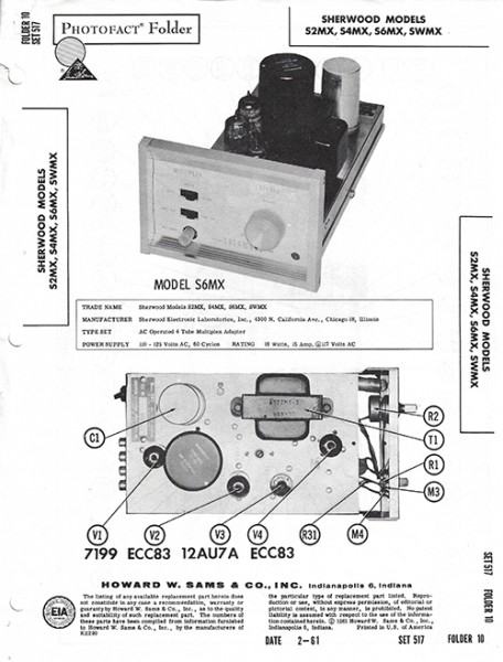 Sherwood S2MX,S4MX,S6MX,SWMX - Photofact - Schematic Set 517/Folder 10