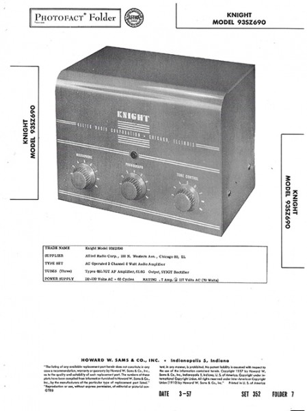 Knight 93SZ690 - Photofact - Schematic Set 352/Folder 7