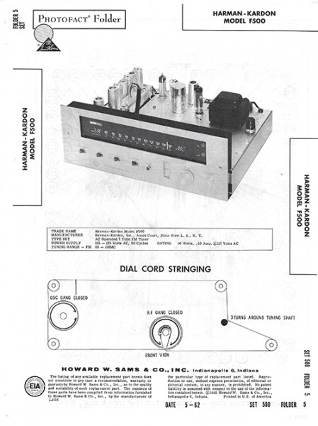 Harman-Kardon F500 - Photofact - Schematic Set 580/Folder 5