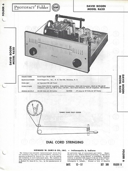 Bogen R620 - Photofact - Schematic Set 380/Folder 6