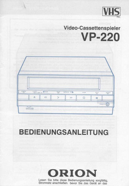 Orion VP-220 Bedienungsanleitung