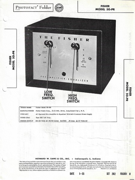 Fisher 50-PR - Photofact - Schematic Set 262/Folder 8