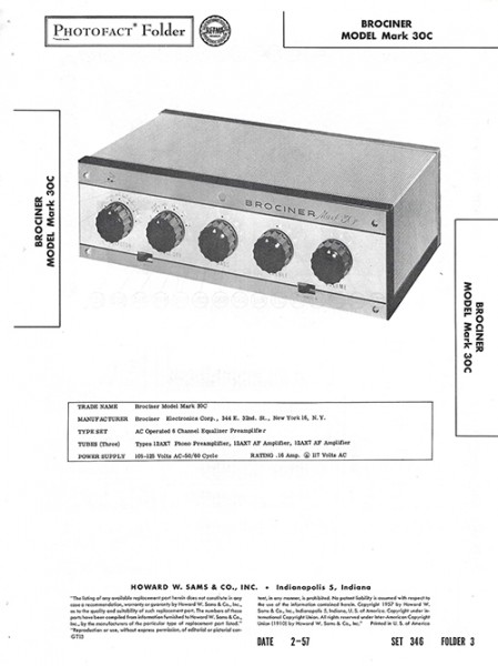 Brociner Mark 30C - Photofact - Schematic Set 346/Folder 3