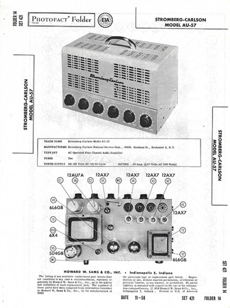 Stromberg-Carlson AU-57 - Photofact - Schematic Set 421/Folder 14