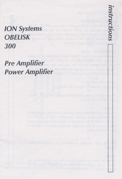 Ion Obelisk 300 Bedienungsanleitung