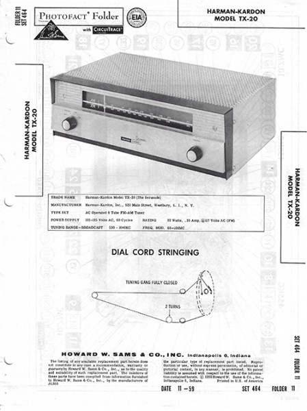 Harman-Kardon TX-20 - Photofact - Schematic Set 464/Folder 11