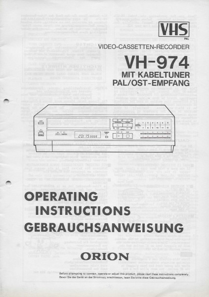 Orion VH-974 Bedienungsanleitung