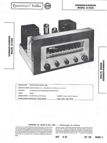 Harman-Kardon D-1100 - Photofact - Schematic Set 329/Folder 8